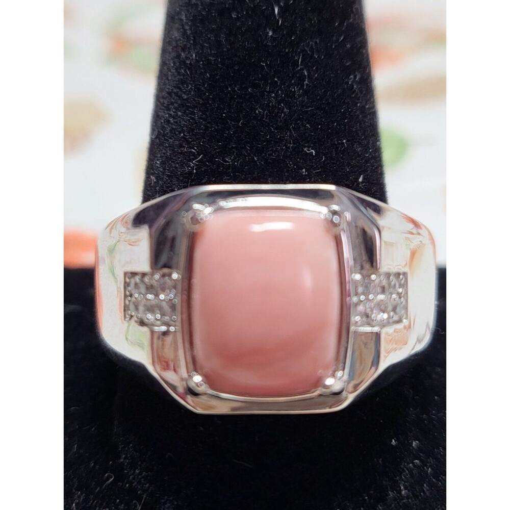Oregon Peach Opal & White Zircon Mens Ring
